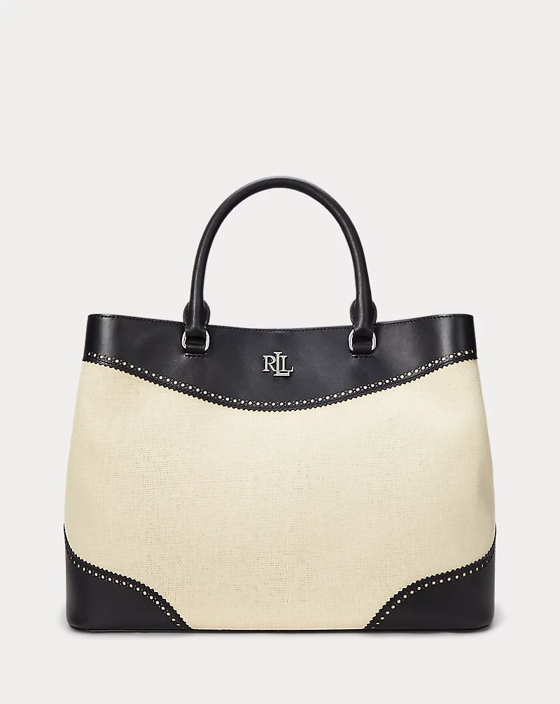 Straw & Leather Large Marcy Satchel