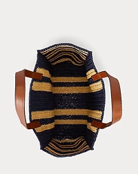 Striped Woven Straw Large Wilow Tote Bag