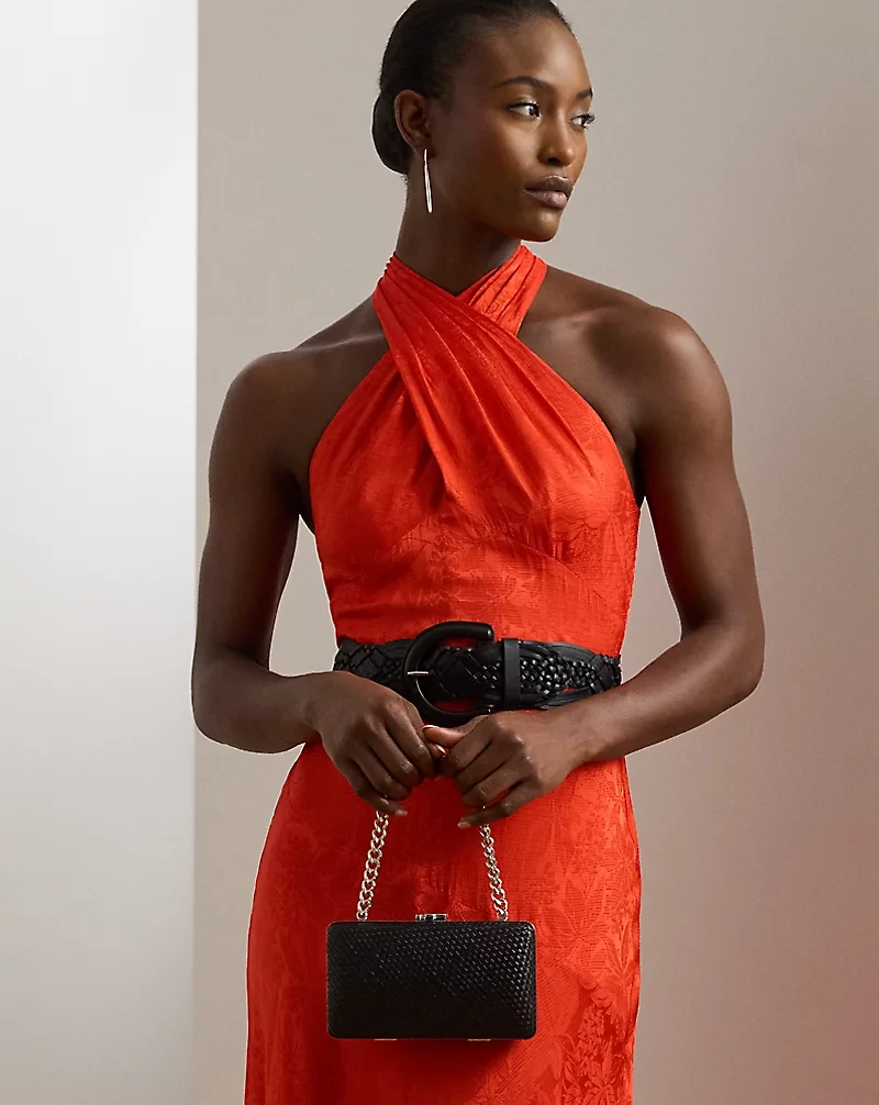 Woven Leather Small Franki Clutch