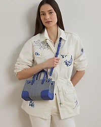 Striped Canvas Small Devyn Tote Bag