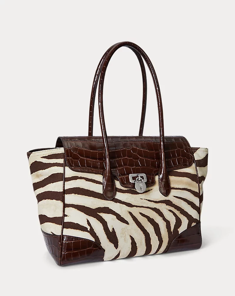 Zebra-Print Canvas Large Tanner Satchel