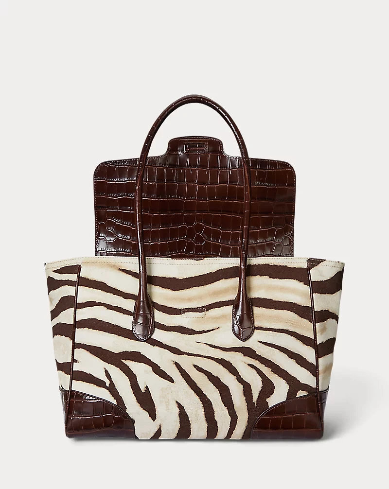 Zebra-Print Canvas Large Tanner Satchel