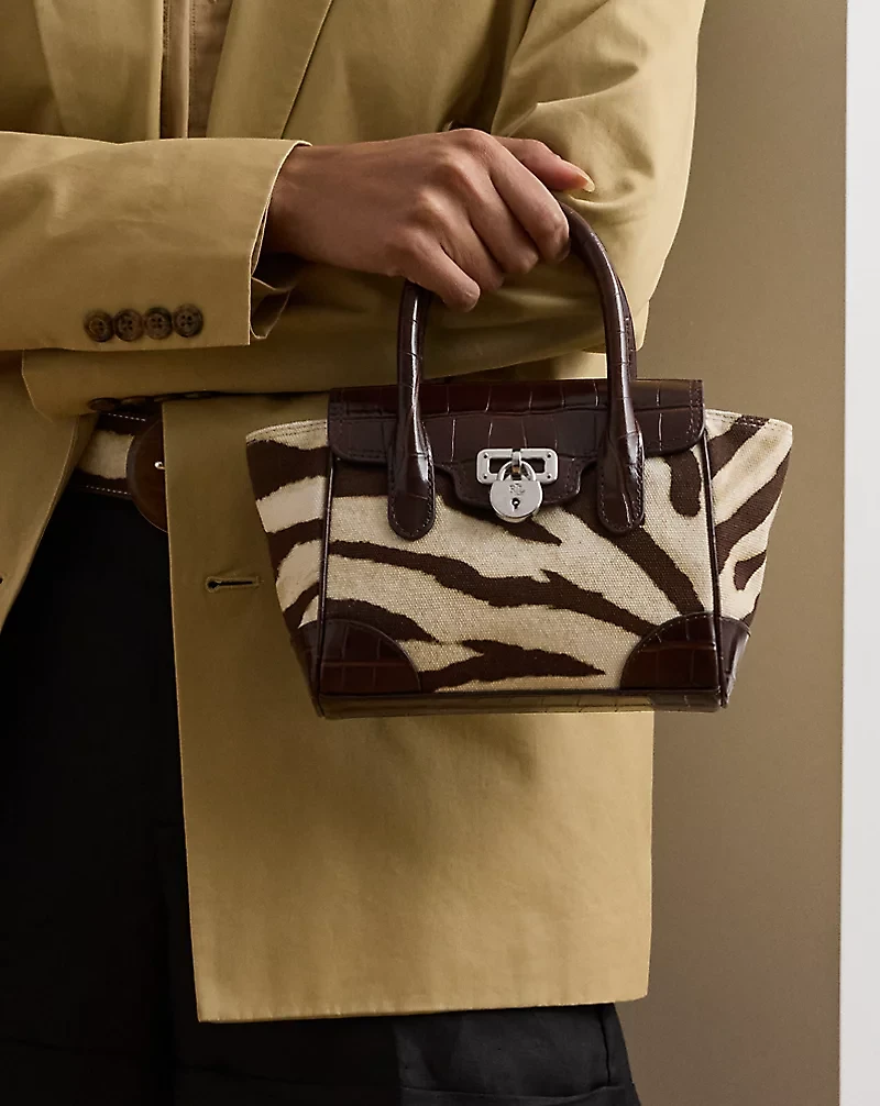 Zebra-Print Canvas Small Tanner Satchel