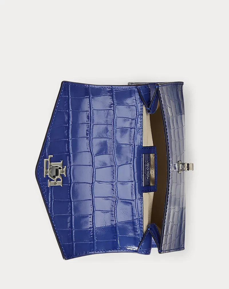 Crocodile-Embossed Small Farrah Satchel