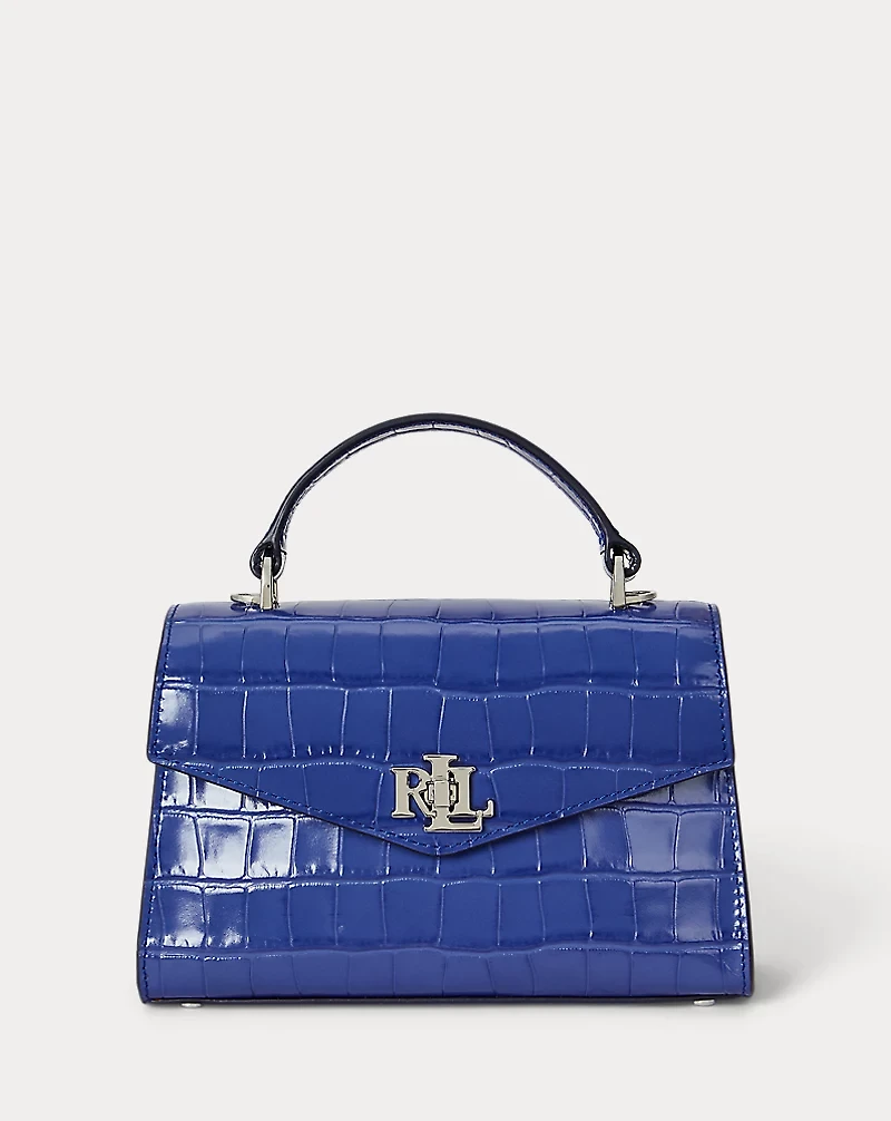 Crocodile-Embossed Small Farrah Satchel