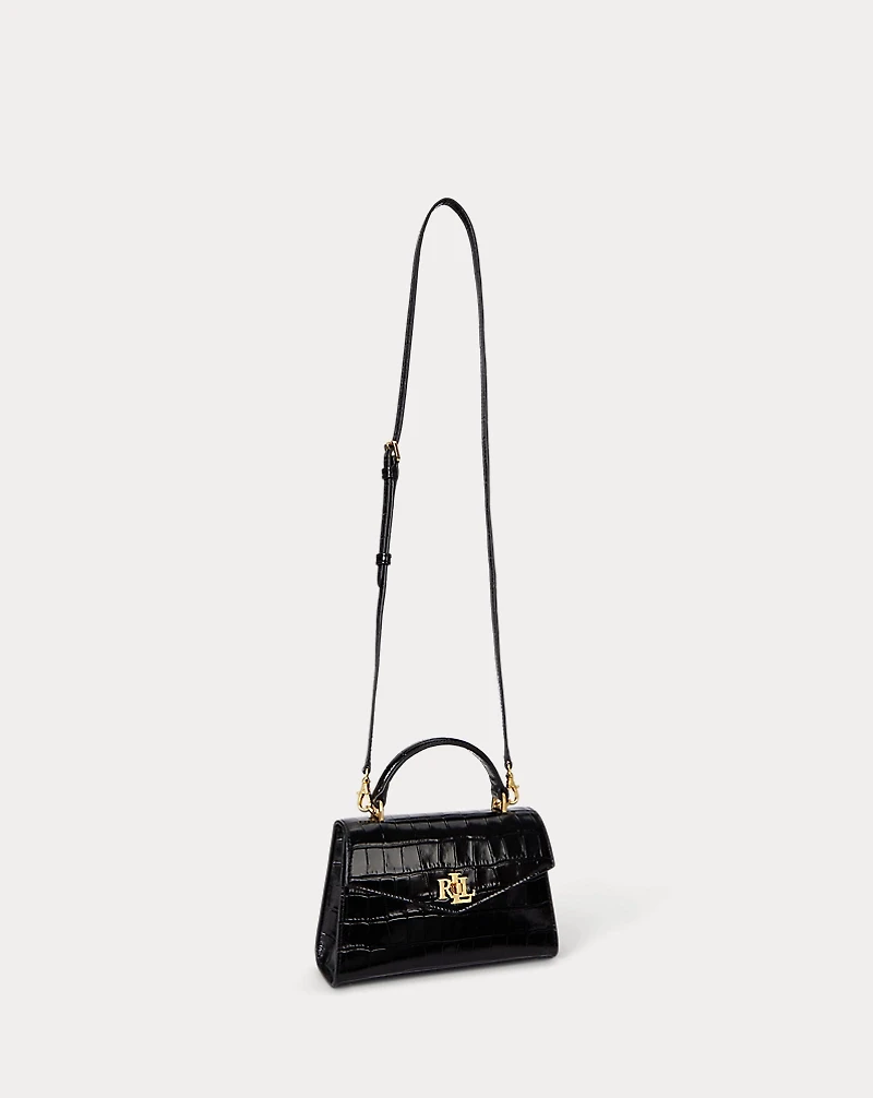 Crocodile-Embossed Small Farrah Satchel