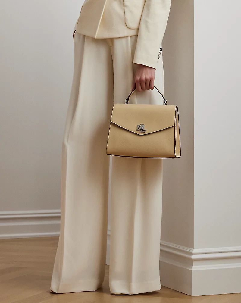 Textured Leather Large Farrah Satchel
