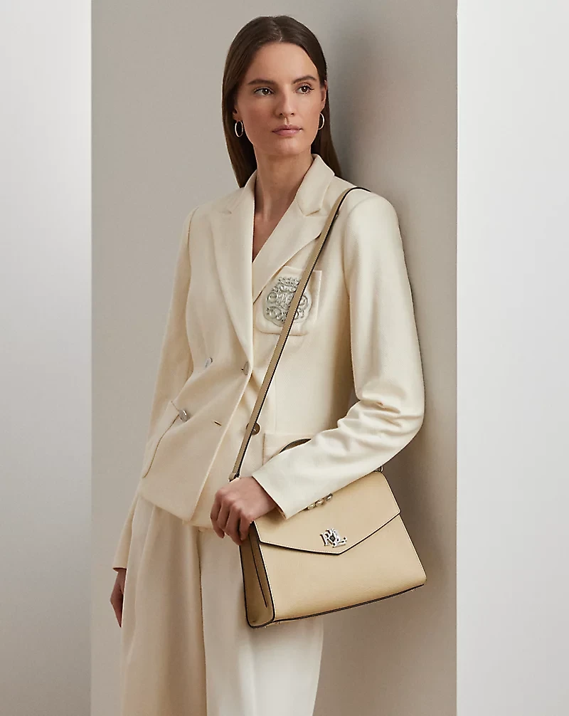 Textured Leather Large Farrah Satchel