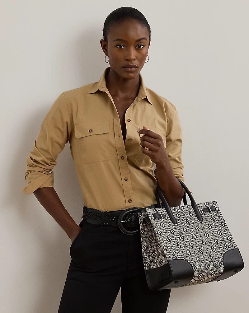 Woven Straw Medium Devyn Tote Bag