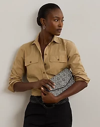 Geo-Motif Woven Straw Medium Sawyer Bag