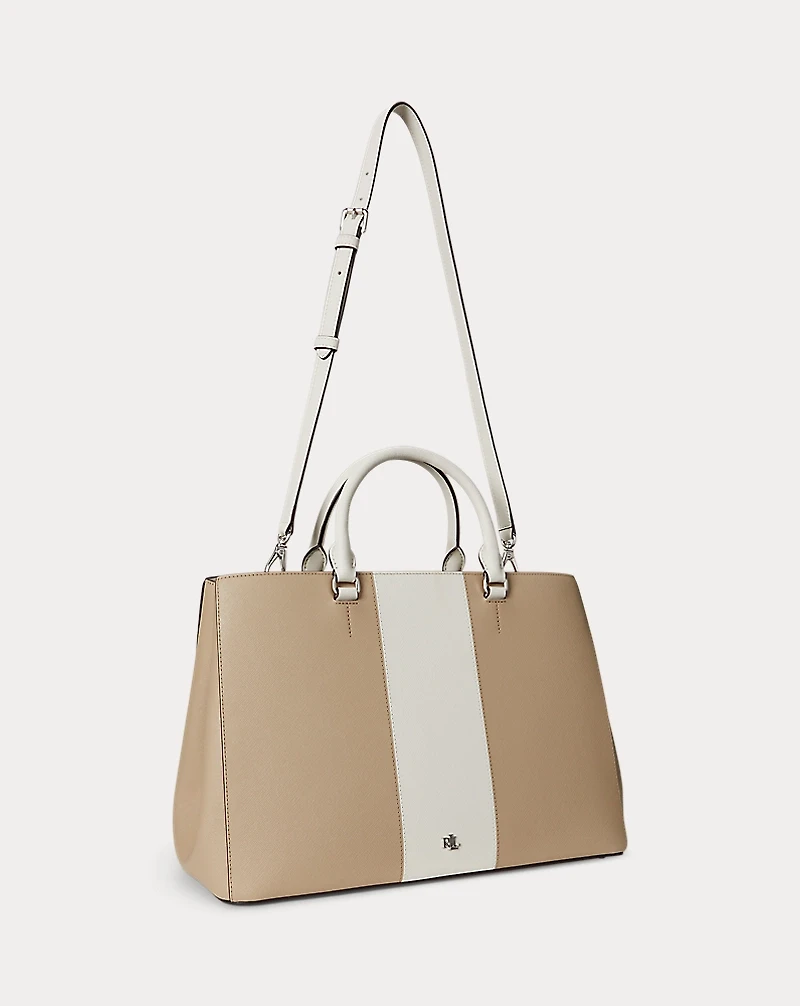 Two-Tone Leather Large Hanna Satchel