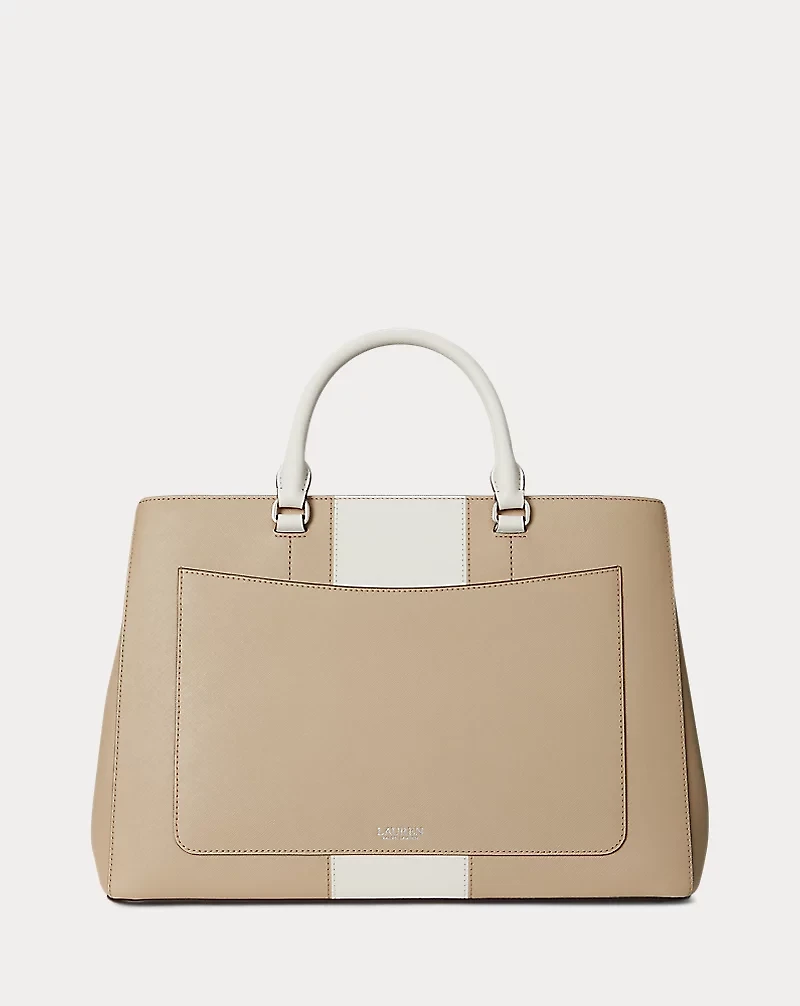 Two-Tone Leather Large Hanna Satchel