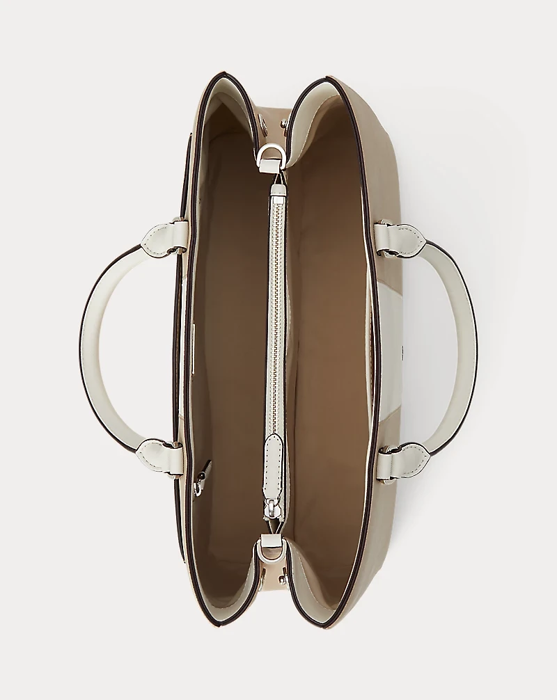 Two-Tone Leather Large Hanna Satchel