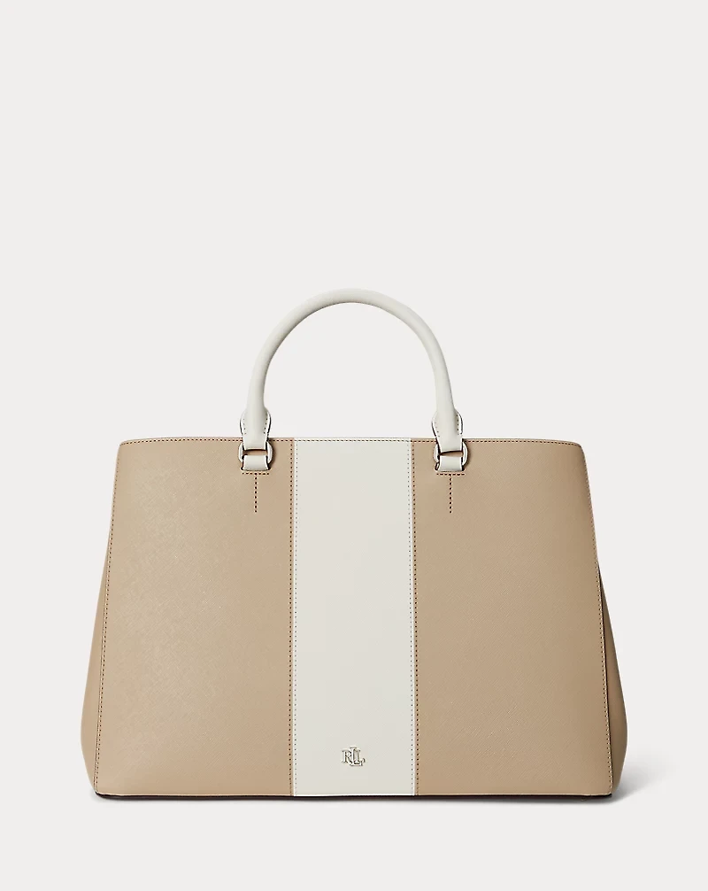 Two-Tone Leather Large Hanna Satchel