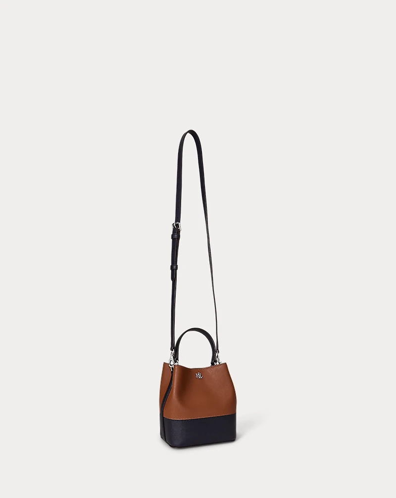 Two-Tone Leather Small Reese Bucket Bag