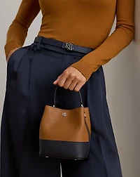 Two-Tone Leather Small Reese Bucket Bag