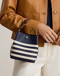 Striped Leather Small Reese Bucket Bag