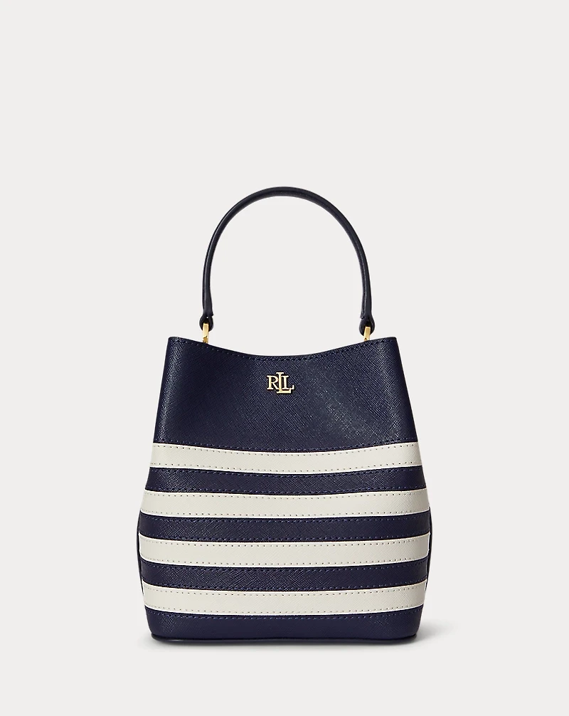 Striped Leather Small Reese Bucket Bag