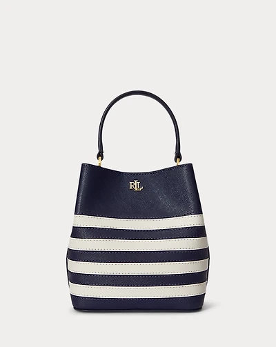 Striped Leather Small Reese Bucket Bag