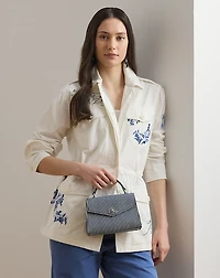 Striped Canvas Small Farrah Satchel