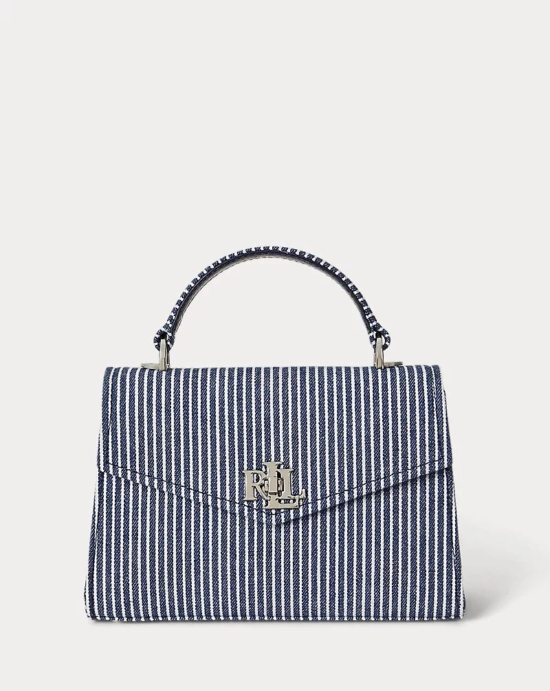 Striped Canvas Small Farrah Satchel