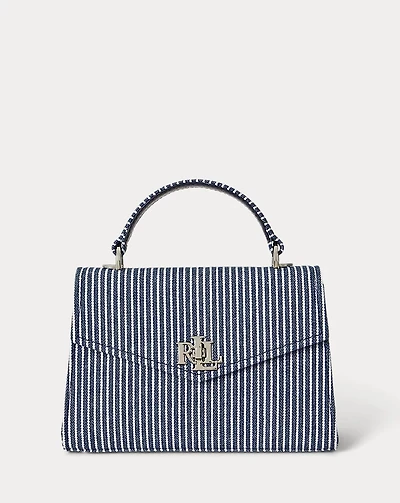 Striped Canvas Small Farrah Satchel