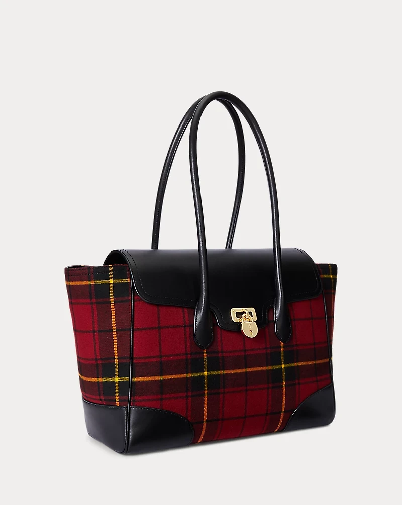 Plaid Twill Large Tanner Satchel