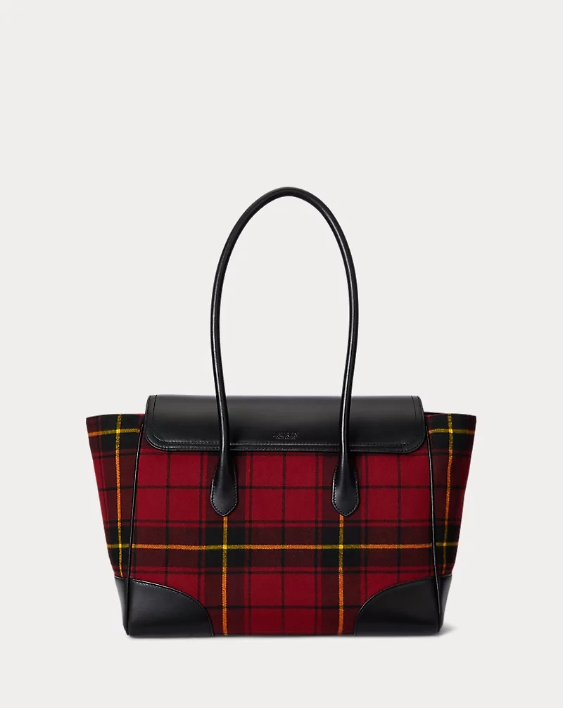 Plaid Twill Large Tanner Satchel