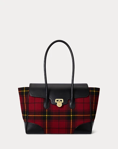 Plaid Twill Large Tanner Satchel