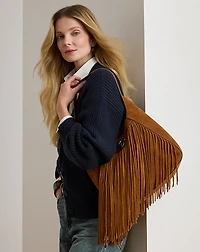 Fringe-Trim Large Tanner Shoulder Bag
