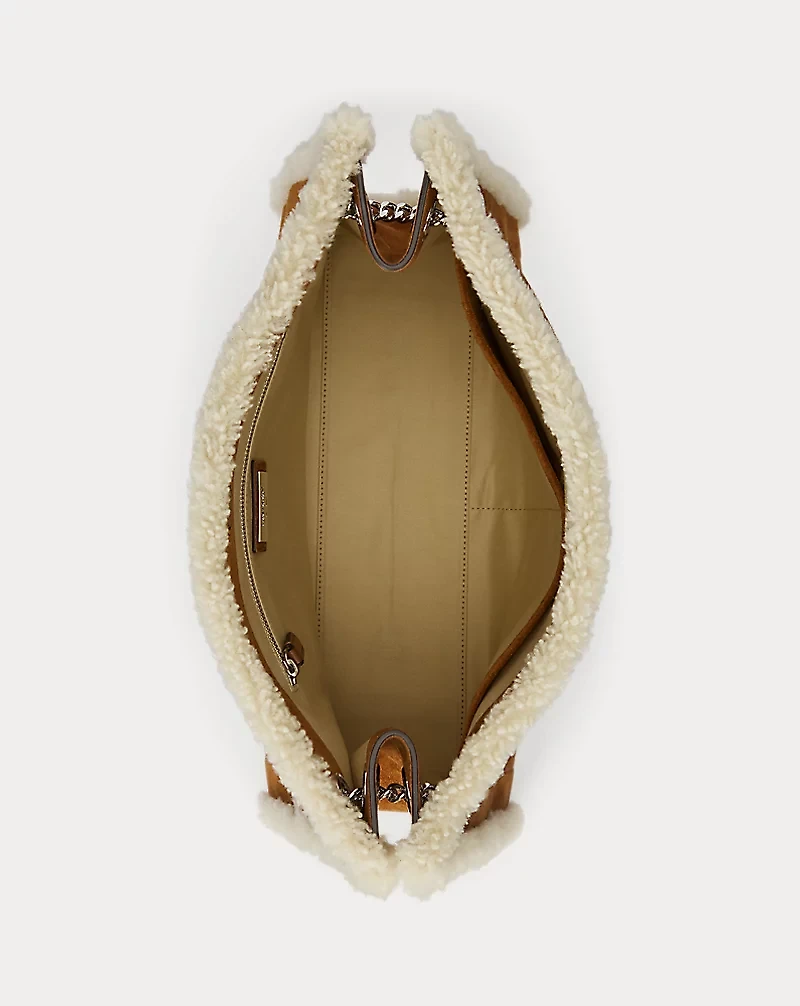 Shearling-Trim Large Bradley Tote Bag