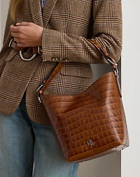 Croc-Embossed Medium Witley Bucket Bag
