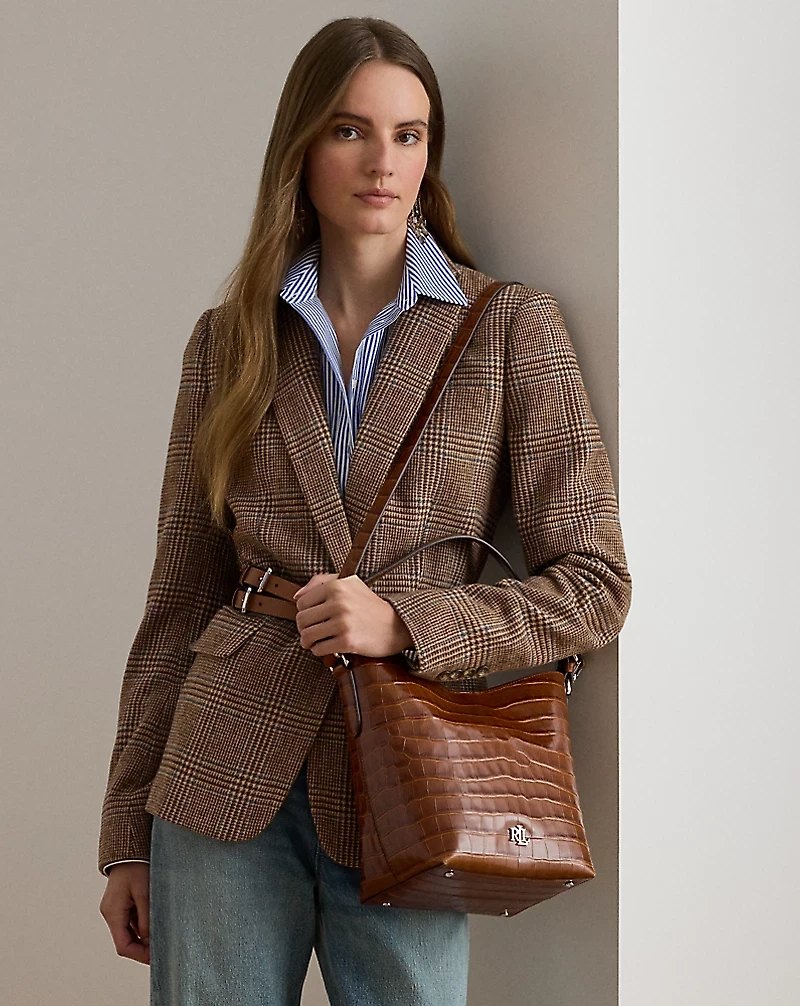 Croc-Embossed Medium Witley Bucket Bag