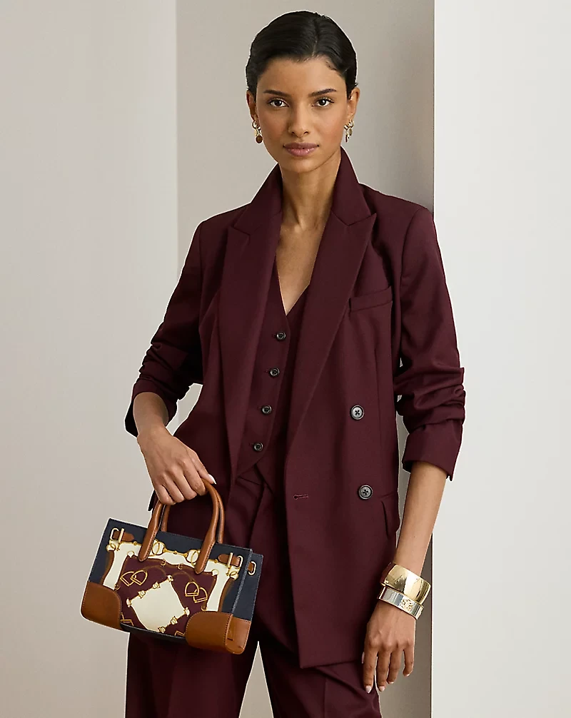 Belting-Print Small Devyn Tote Bag