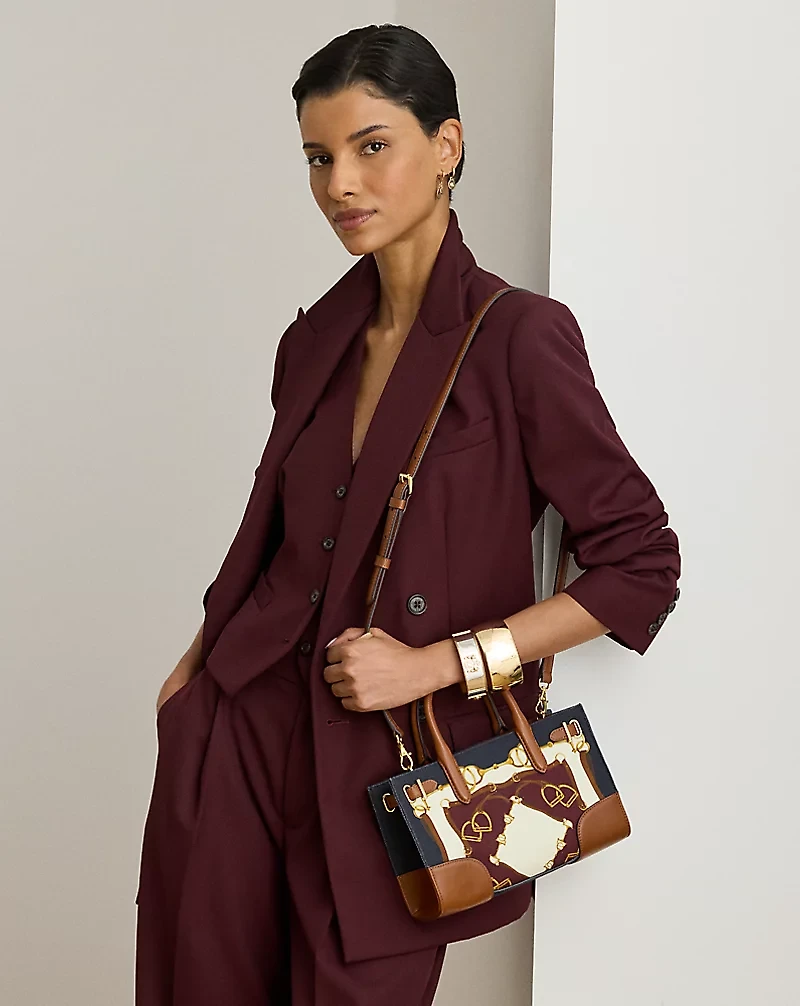 Belting-Print Small Devyn Tote Bag
