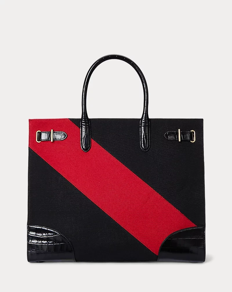 Two-Tone Canvas Large Devyn Tote Bag