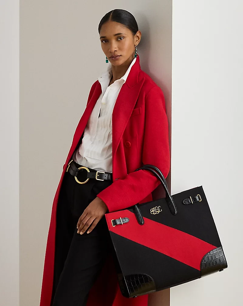 Two-Tone Canvas Large Devyn Tote Bag