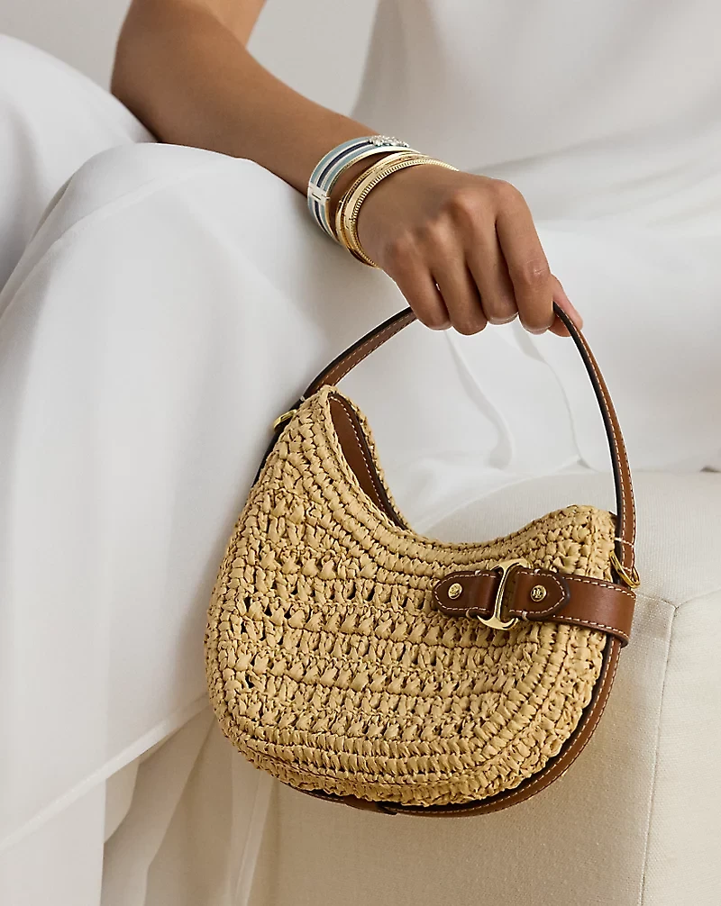 Woven Straw Small Tasha Crossbody Bag