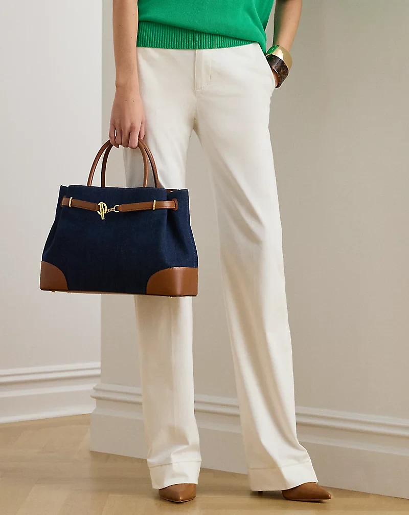 Washed Denim Large Blaike Satchel