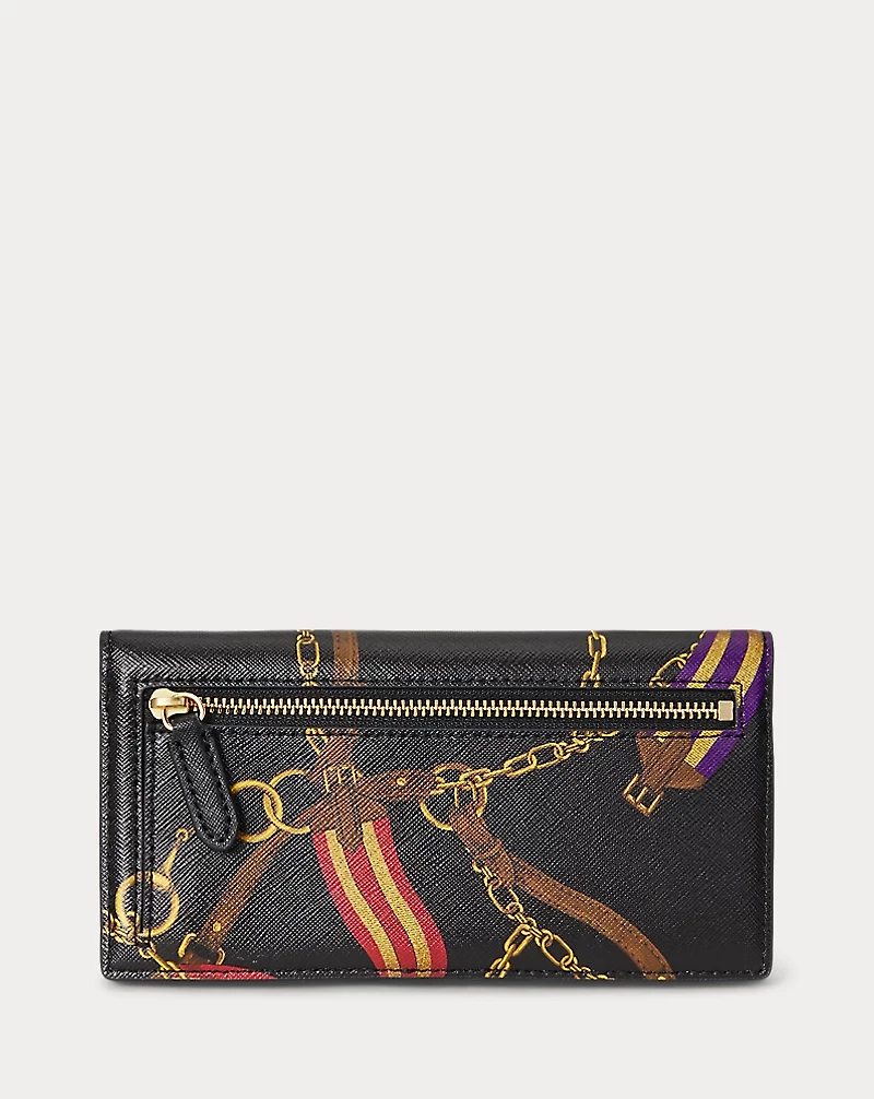 Print Crosshatch Leather Slim Wallet