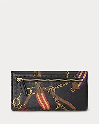 Print Crosshatch Leather Slim Wallet