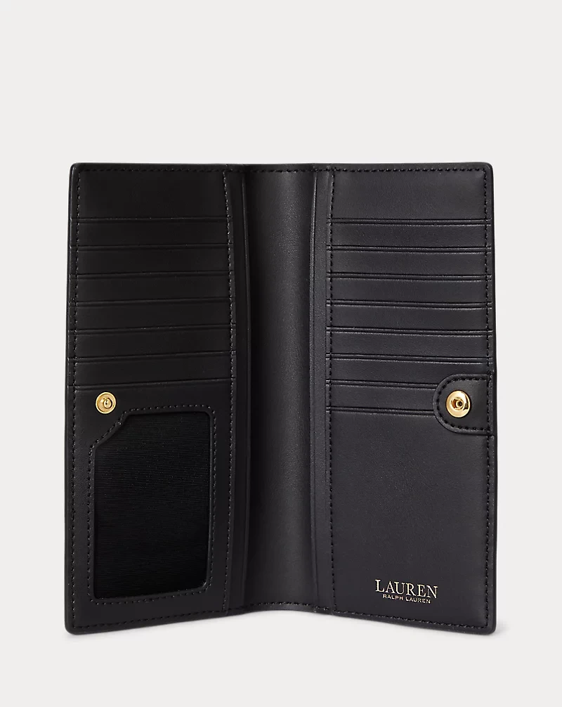 Print Crosshatch Leather Slim Wallet