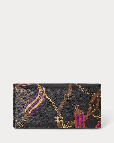 Print Crosshatch Leather Slim Wallet