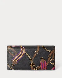 Print Crosshatch Leather Slim Wallet