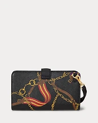 Print Crosshatch Leather Tech Wristlet