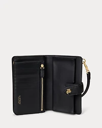 Print Crosshatch Leather Tech Wristlet