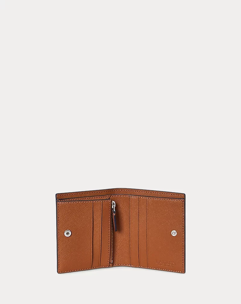 Color-Blocked Leather Compact Wallet
