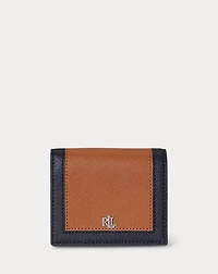 Color-Blocked Leather Compact Wallet