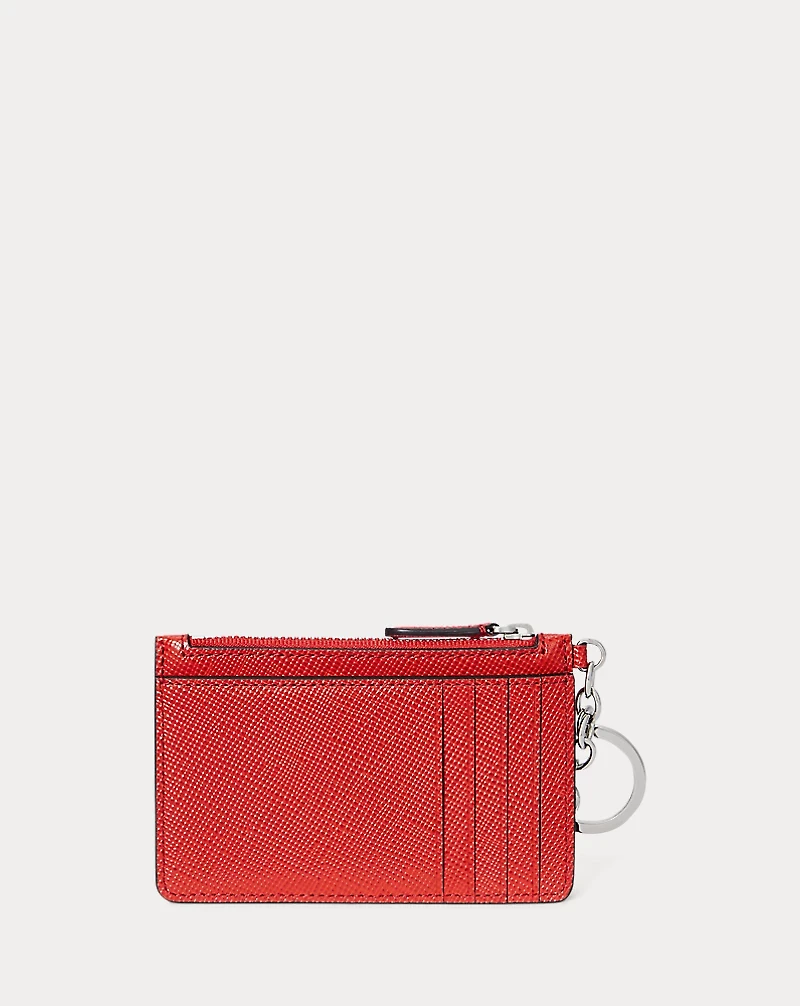 Textured Leather Zip Card Case