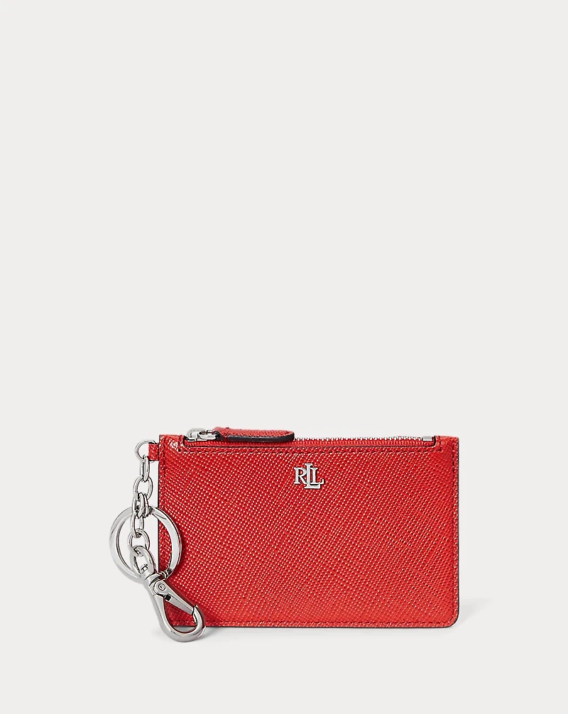 Textured Leather Zip Card Case